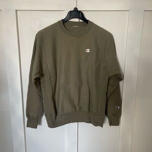 Champion Reverse Weave Sweatshirt Olive Green heavy duty sweater Mens MEDIUM
